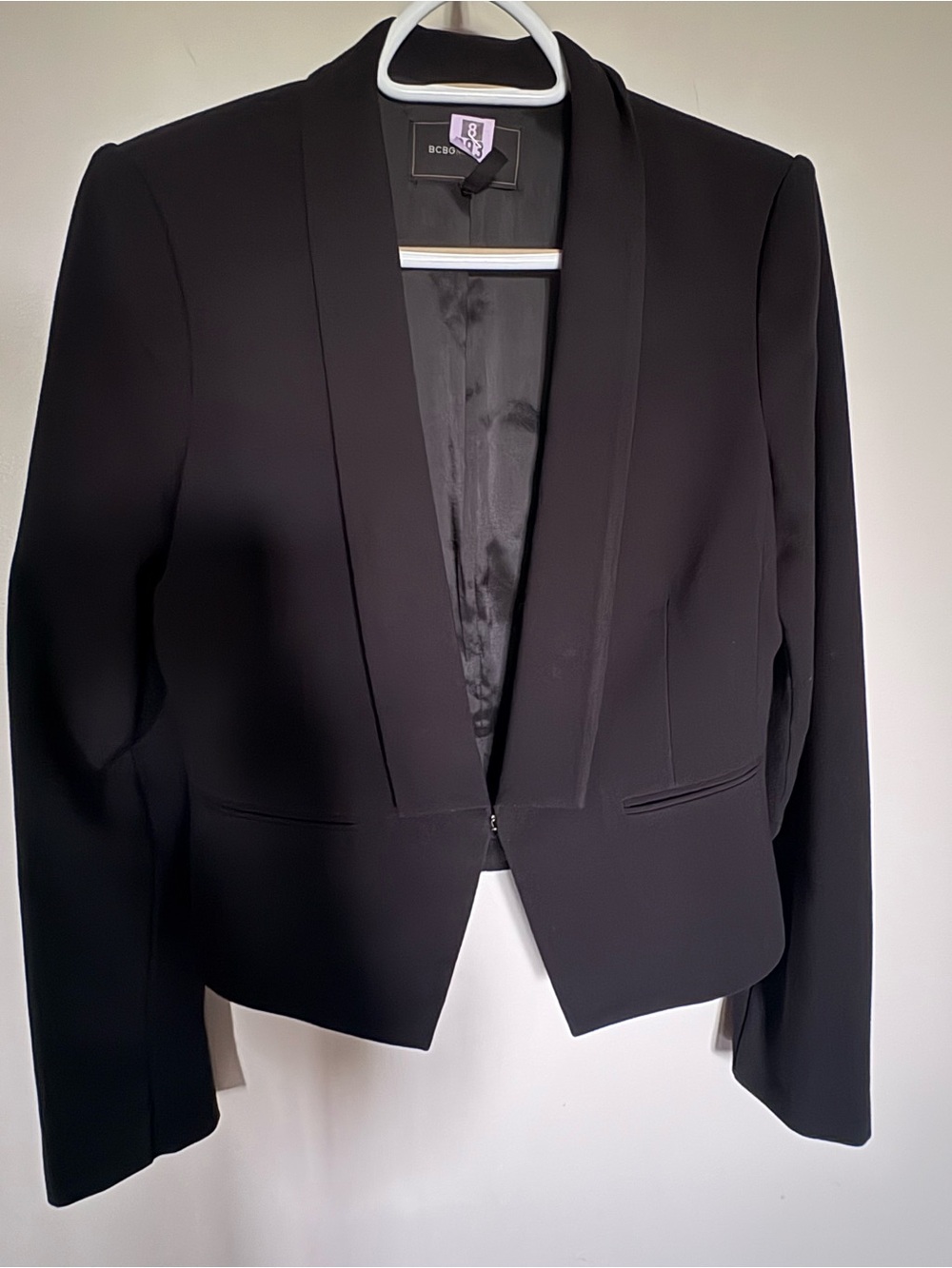 BCBG Black Cropped Shawl-Collar Blazer